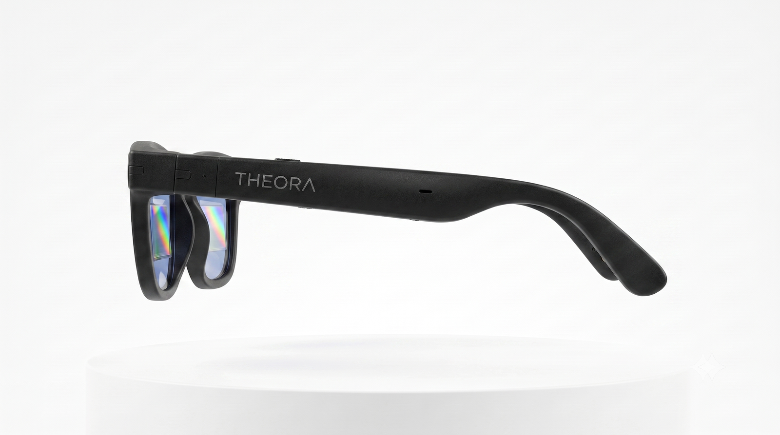 Theora glasses, side profile studio view