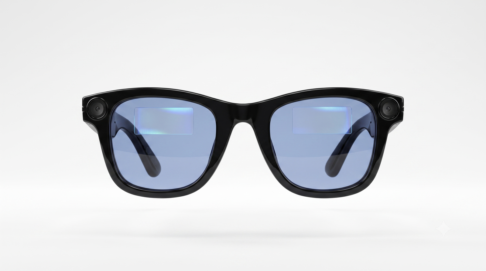 Theora glasses, front view with HUD display